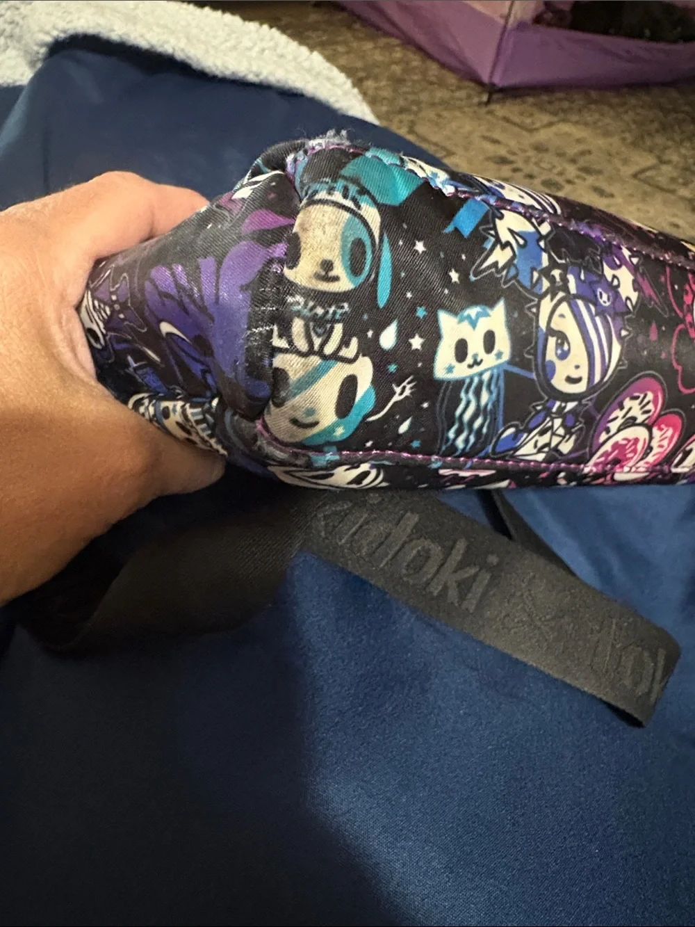 tokidoki Black Crossbody Bag Galactic Dreams with Pink Metallic Trim